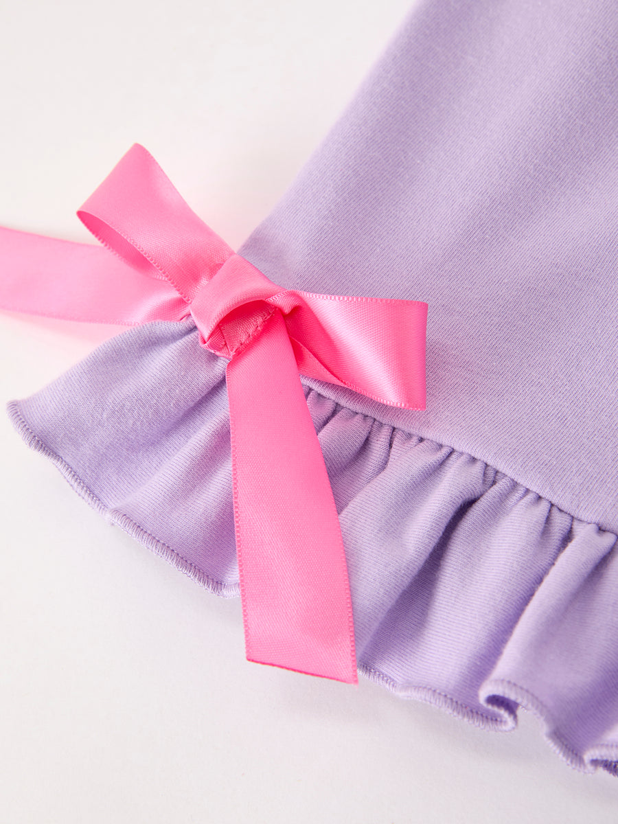 Back To School Crayon Bow Girls Ruffle Shorts Set