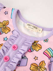 Back To School Crayon Bow Girls Ruffle Shorts Set