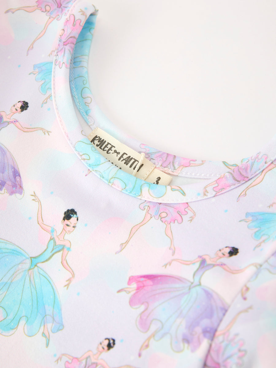 Fall Watercolor Ballet Girls Long Sleeve Twirl Dress
