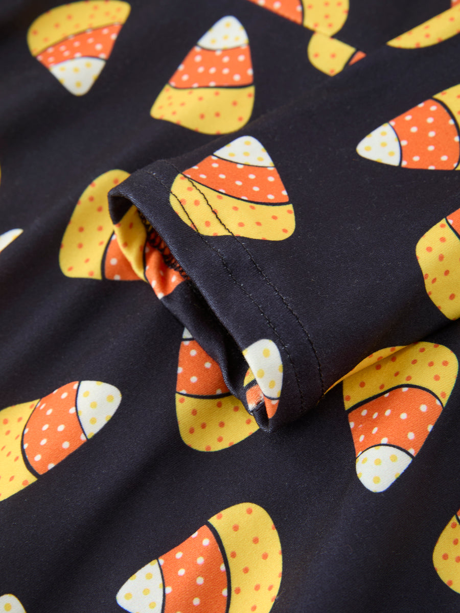 Halloween Candy Corn Girls Long Sleeve Twirl Dress