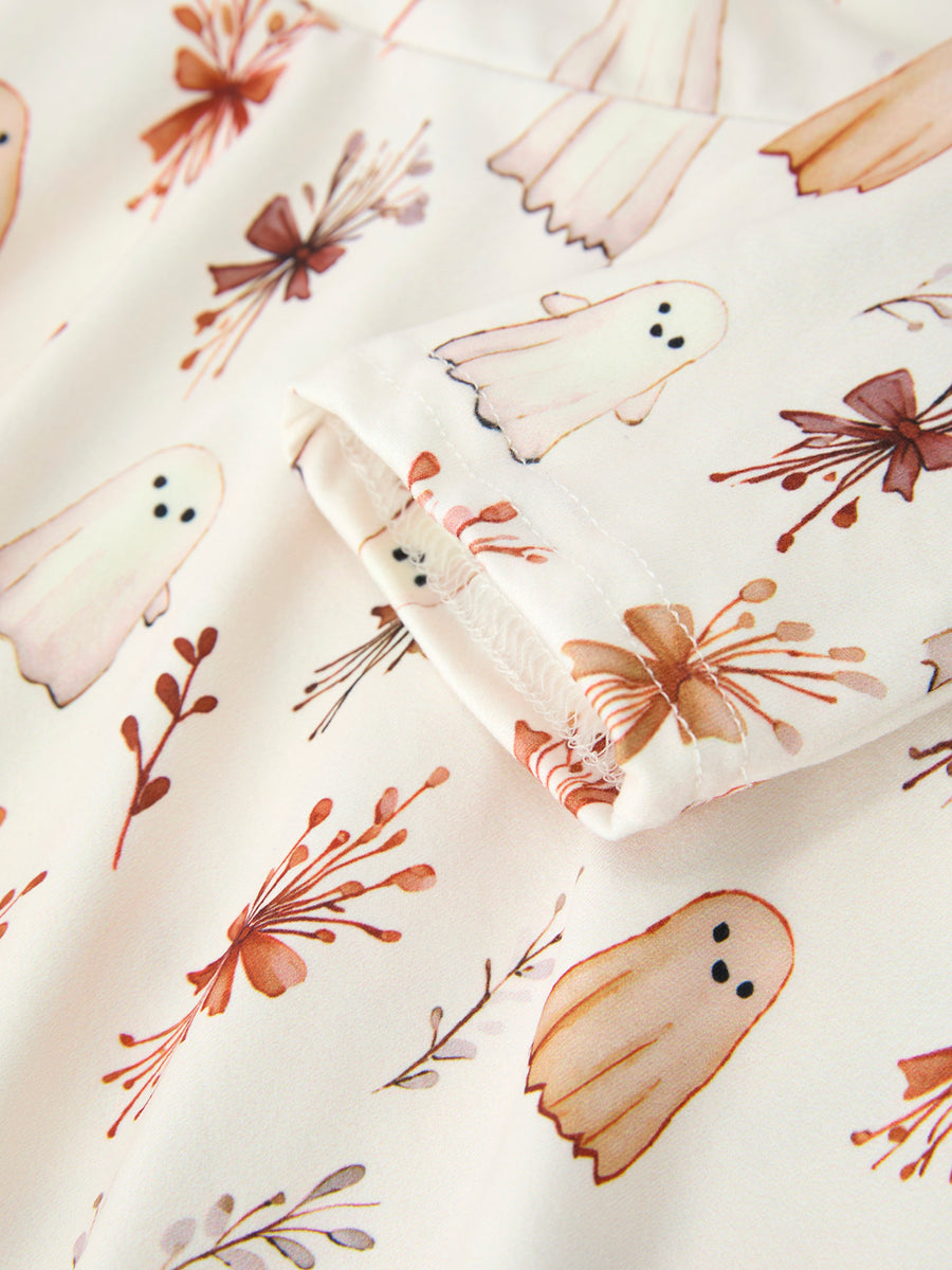 ghost long sleeve dress Xuniizn Long Sleeve Dress for Women, Crew Neck Ghost Print Knee Length Halloween Dress, Soft Comfortable Casual Dress