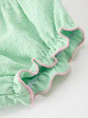 Christmas Mint Green Smocked Santa Baby Girl Bloomer Set