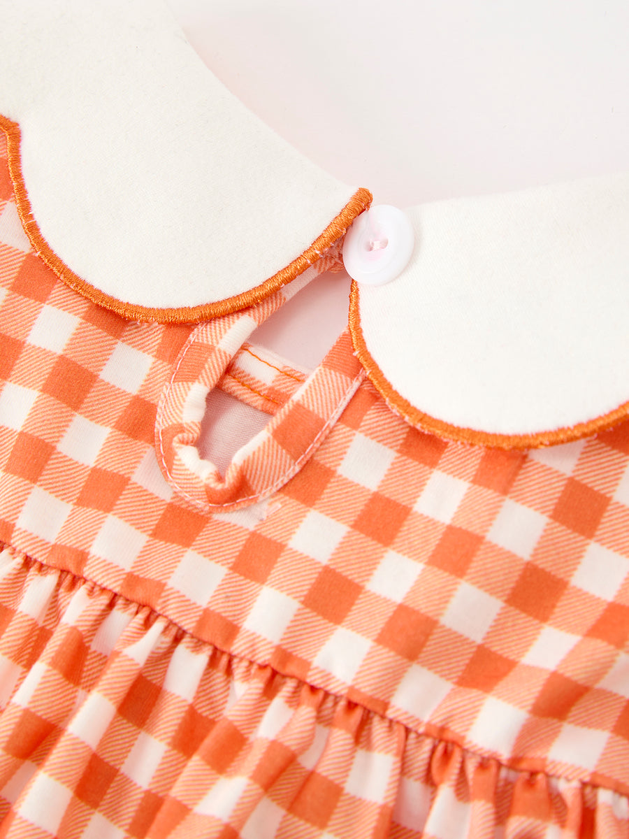 Thanksgiving Halloween Pumpkin Puff Sleeve Girls Bloomer Set