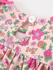 Hot Pink Floral Petals Collar Girl Bloomer Set