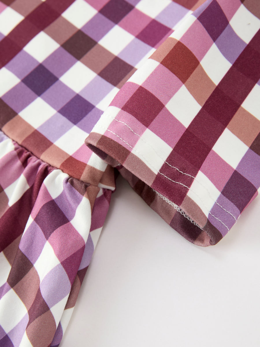 Fall Purple Plaid Twirl Girls Dress