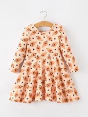 Halloween Pumpkin Girls Long Sleeve Dress