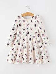Halloween Vintage Cameo Print Girls Twirl Dress