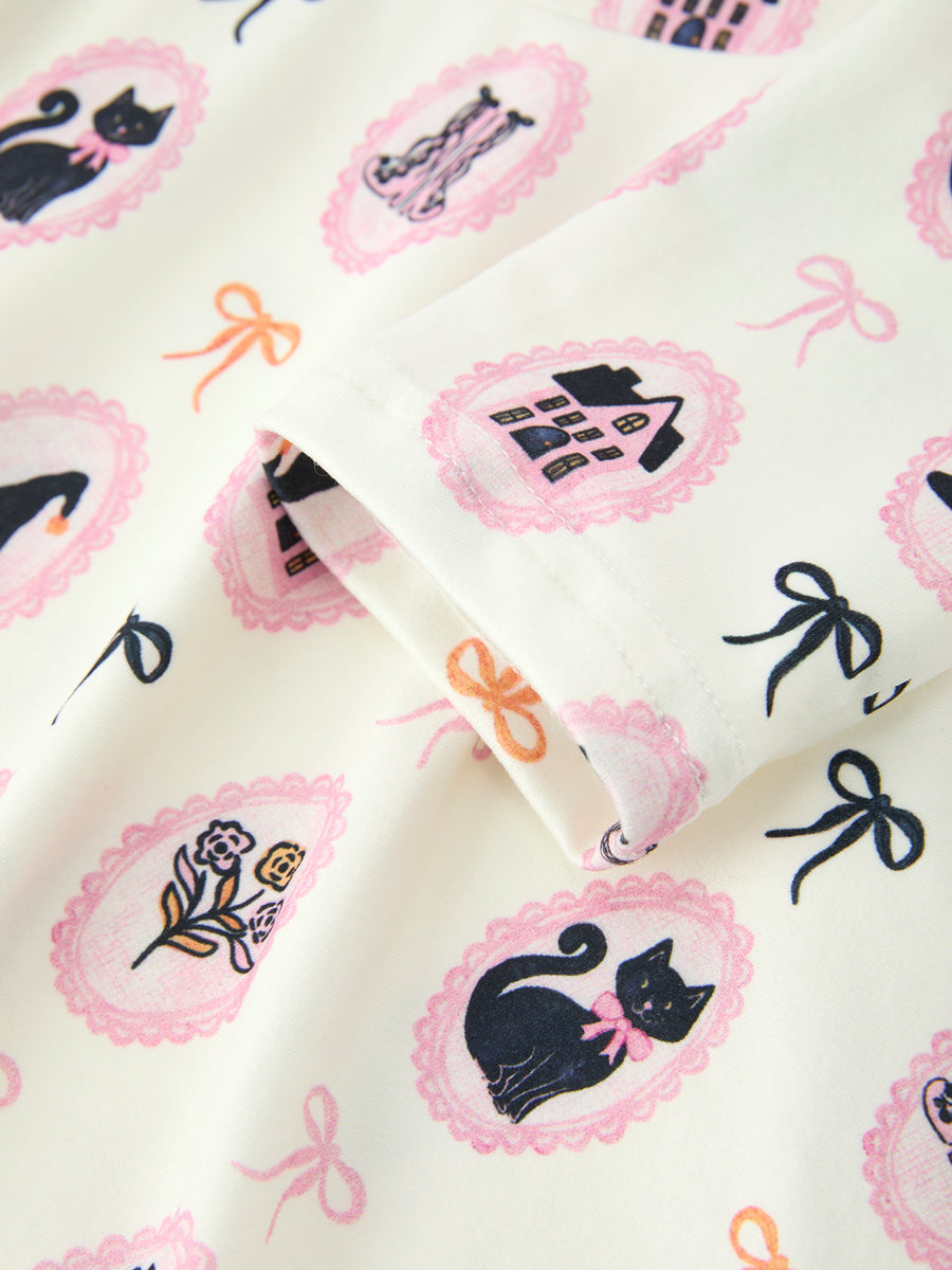 Halloween Vintage Cameo Print Girls Twirl Dress