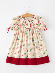 Fall Gingham Girls Dress Ruffle Collar Bow