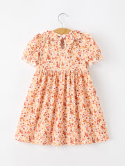 Fall Rust Floral Baby Girls Dress Smocked Petal Collar