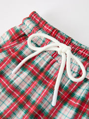 Christmas Tree Plaid Boys Set Long Sleeve Top Pants