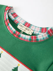 Christmas Tree Plaid Boys Set Long Sleeve Top Pants