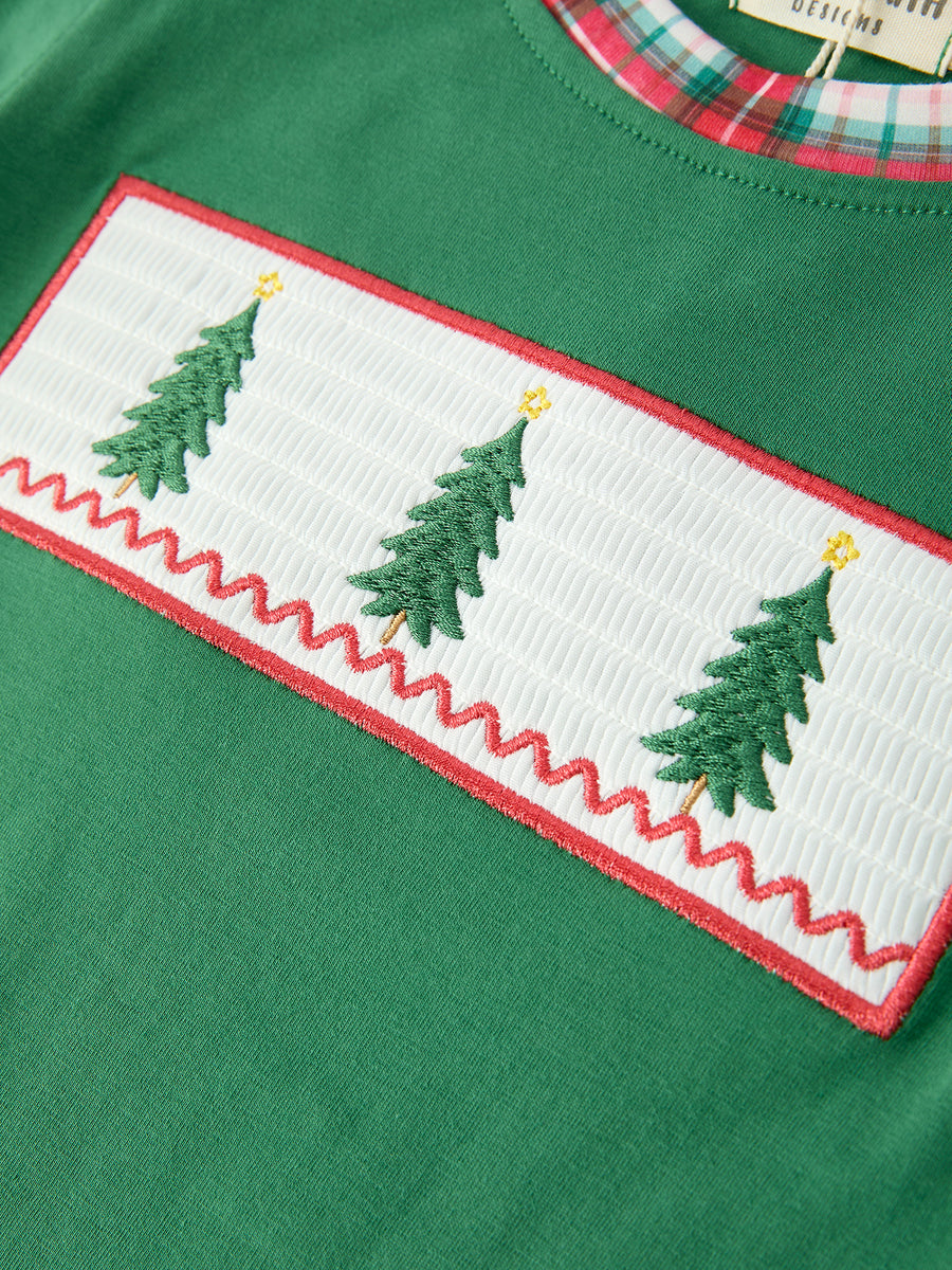 Christmas Tree Plaid Boys Set Long Sleeve Top Pants