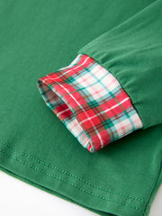 Christmas Tree Plaid Boys Set Long Sleeve Top Pants