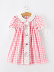 Halloween Ghost Embroidered Girls Dress Peter Pan Collar Bow