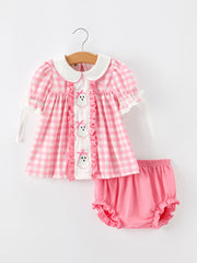 Halloween Ghost Embroidered Girls Bloomer Set Peter Pan Collar