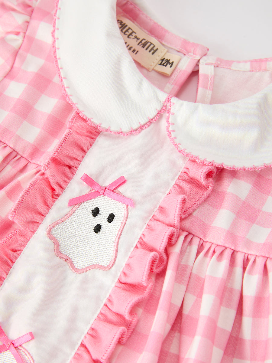 Halloween Ghost Embroidered Girls Bloomer Set Peter Pan Collar