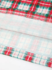 Christmas Tree Plaid Girls Dress Petals Collar Ruffle