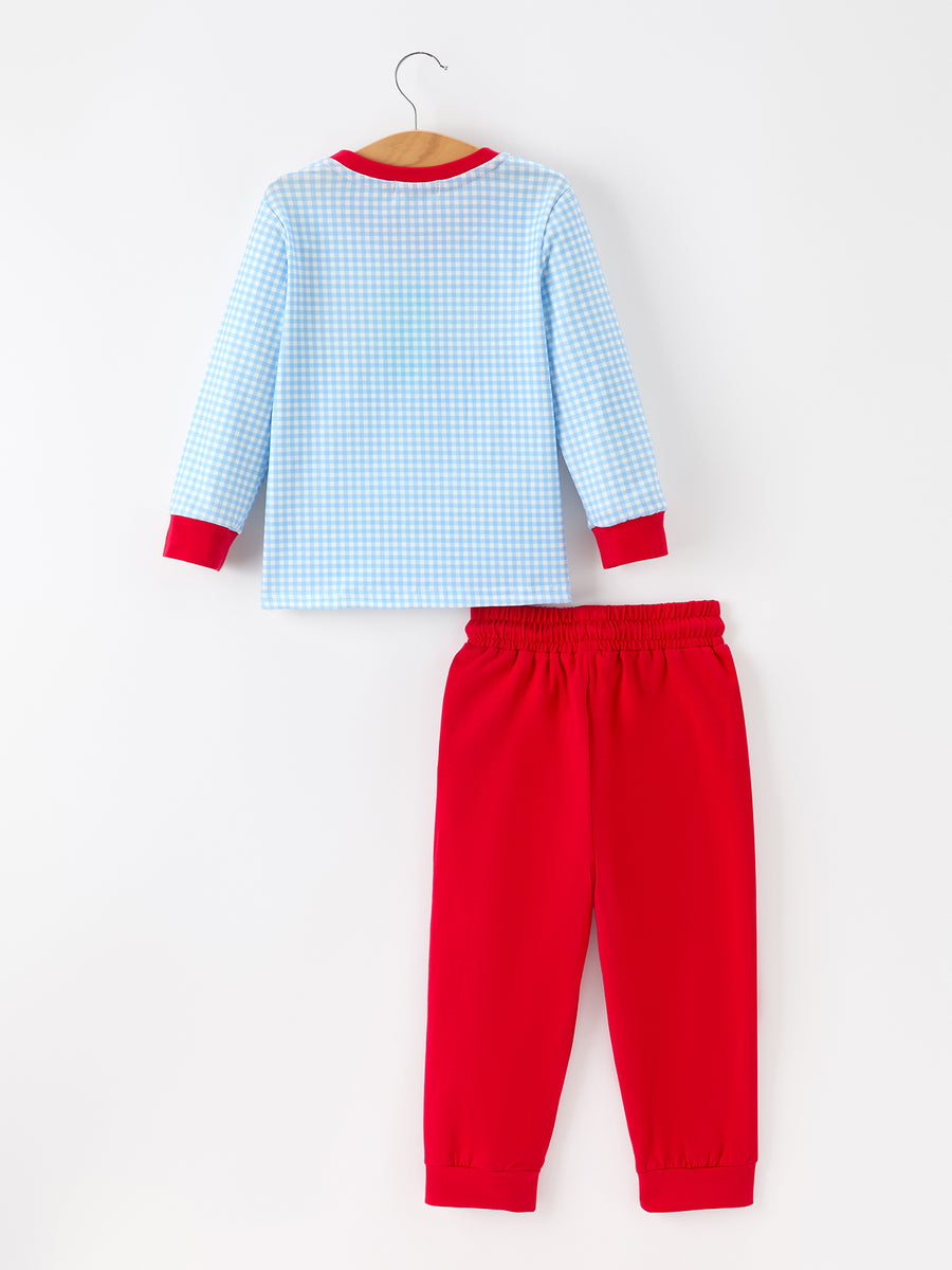 Christmas Santa Smocked Embroidered Boys Pant Set