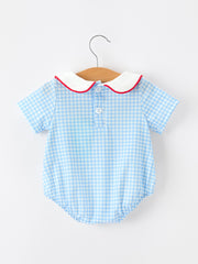 Christmas Santa Embroidered Boys Jon Jon Peter Pan Collar