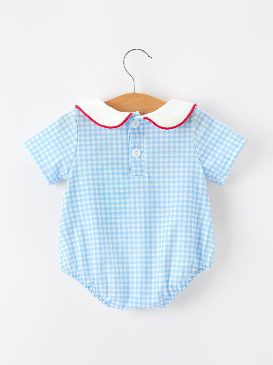 Christmas Santa Embroidered Boys Jon Jon Peter Pan Collar