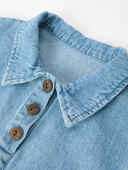 Baby Denim Romper Short Sleeve Polo Bodysuit