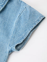 Baby Denim Romper Short Sleeve Polo Bodysuit