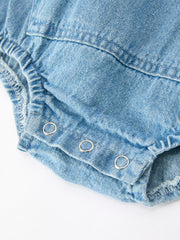Baby Denim Romper Short Sleeve Polo Bodysuit