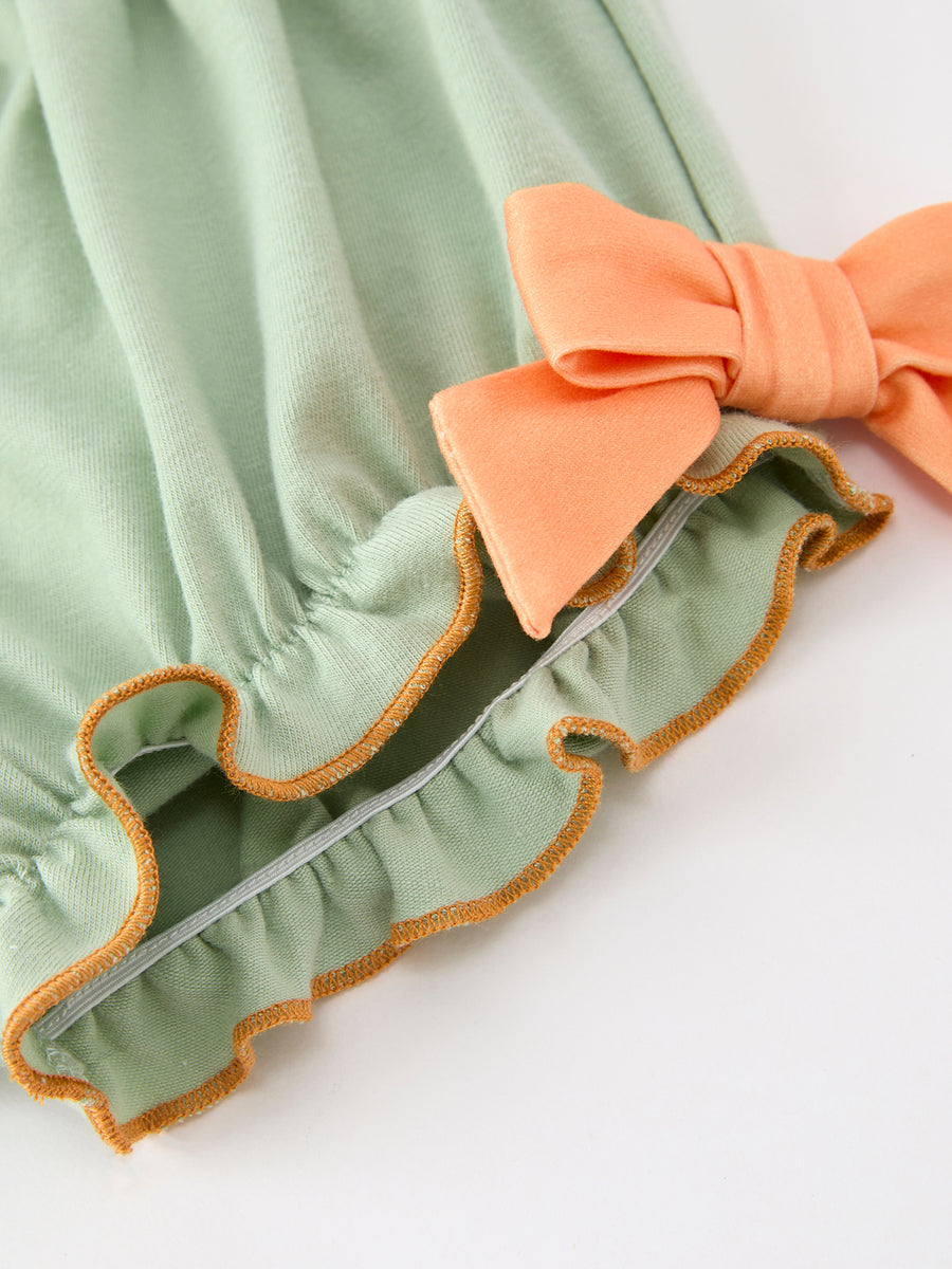 Fall Plaid Baby Girl Outfit Set Pumpkin Applique Ruffle Top Bloomer
