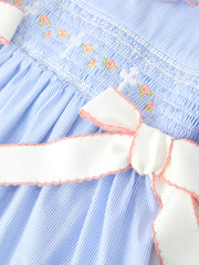 Blue Striped Girls Dress Church Christ Bishop Christening Ruffle Collar
