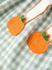 Fall Plaid Girls Dress Pumpkin Bow Smocked Peter Pan Collar
