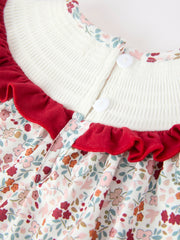 Fall Pumpkin Embroidery Baby Girl Outfit Set Red Bloomer Set