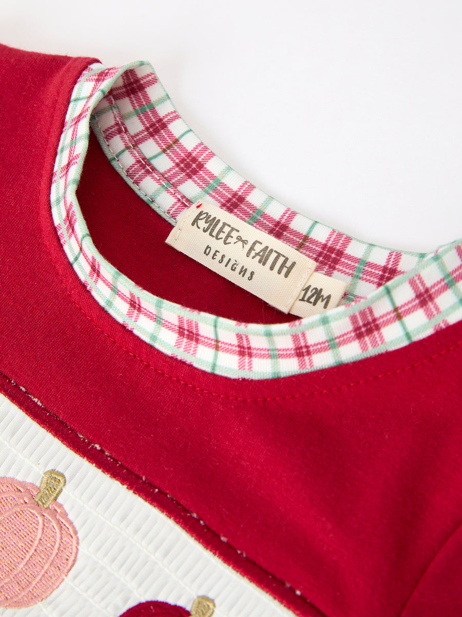 Fall Pumpkin Embroidery Baby Boy Romper