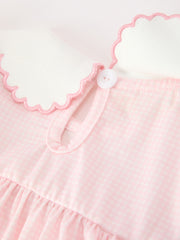 Pink Duck Embroidered Baby Girl Dress Peter Pan Collar Bow Dress
