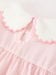 Pink Duck Embroidered Baby Girl Romper Ruffle Collar