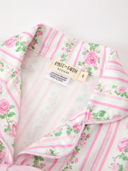 Pink Floral Girls Pajama Set Bow Tie Top Long Pants Sleepwear