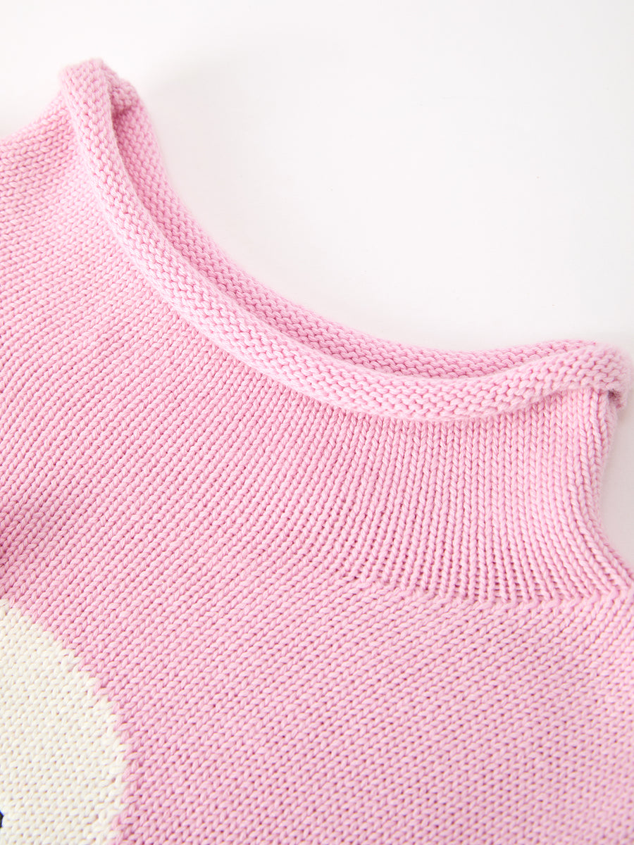 Girls Ghost Bow Knit Sweater Halloween Cute Embroidered Pullover