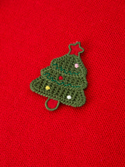 Baby Girl Christmas Red Knit Sweater with Embroidered Tree Appliqué