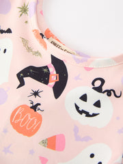 Halloween Ghost Girl Twirl Dress Short-sleeved