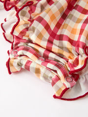 Thanksgiving Turkey Pumpkin Maple Leaf Plaid Baby Girls Romper