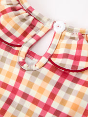 Thanksgiving Turkey Pumpkin Maple Leaf Smocked Plaid Dress
