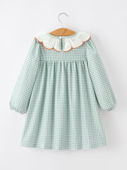 Halloween Thanksgiving Pumpkin Embroidery Girls Dress Peter Pan Collar