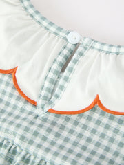 Halloween Thanksgiving Pumpkin Embroidery Girls Dress Peter Pan Collar