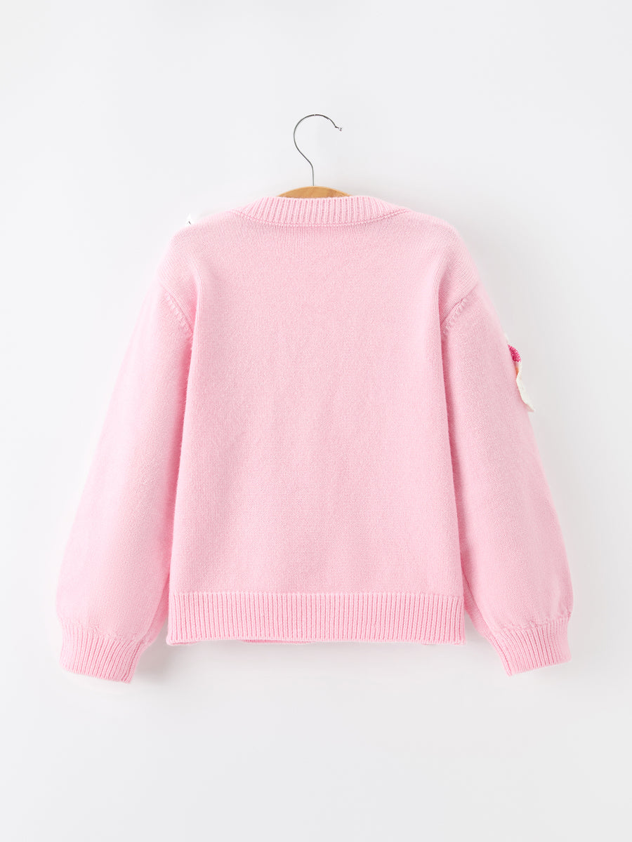 Baby Girl Christmas Pink Santa Bow Knit Cardigan Sweater