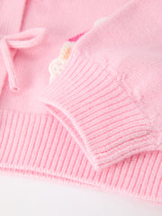 Baby Girl Christmas Pink Santa Bow Knit Cardigan Sweater