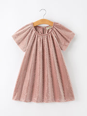 Fall Girls Velvet Sparkle Polka Dot Party Dress