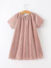 Fall Girls Velvet Sparkle Polka Dot Party Dress