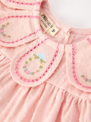 Fall Baby Girl Pink Peter Pan Collar Embroidered Bloomer Set