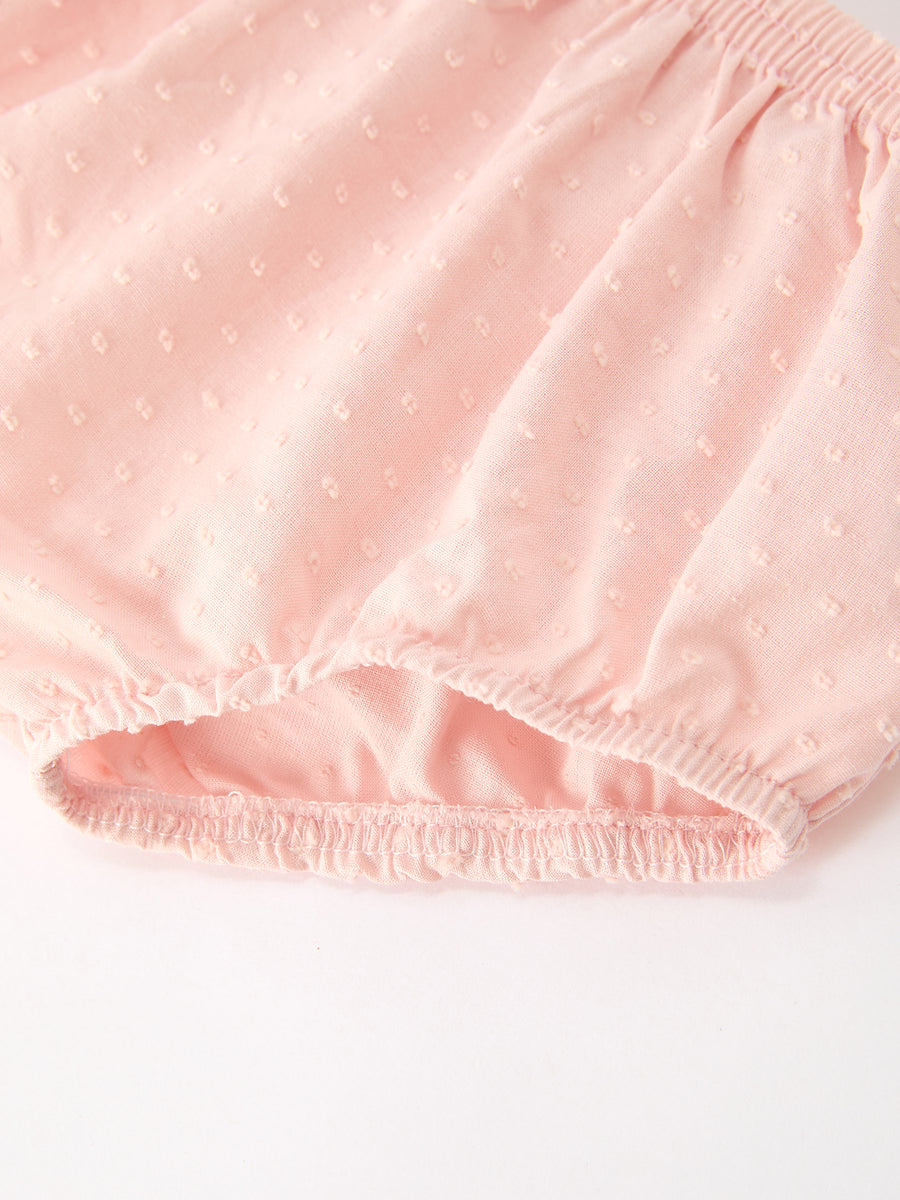 Fall Baby Girl Pink Peter Pan Collar Embroidered Bloomer Set