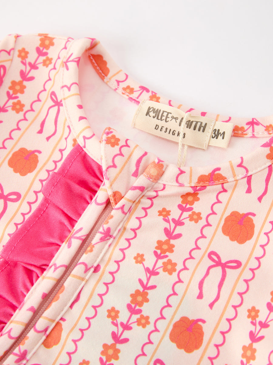 Halloween Thanksgiving Pumpkin Bow Baby Sleeper